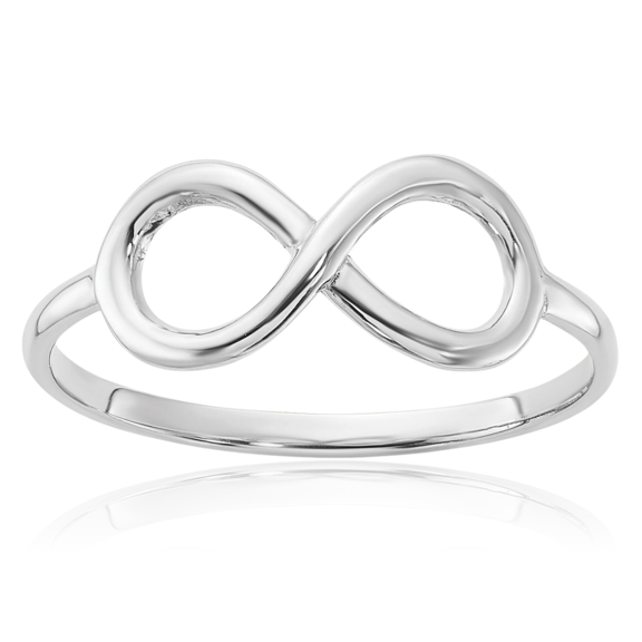 14K Solid White Gold Infinity Twisted Love Knot Symbol Woven Crisscross Band Statement Ring