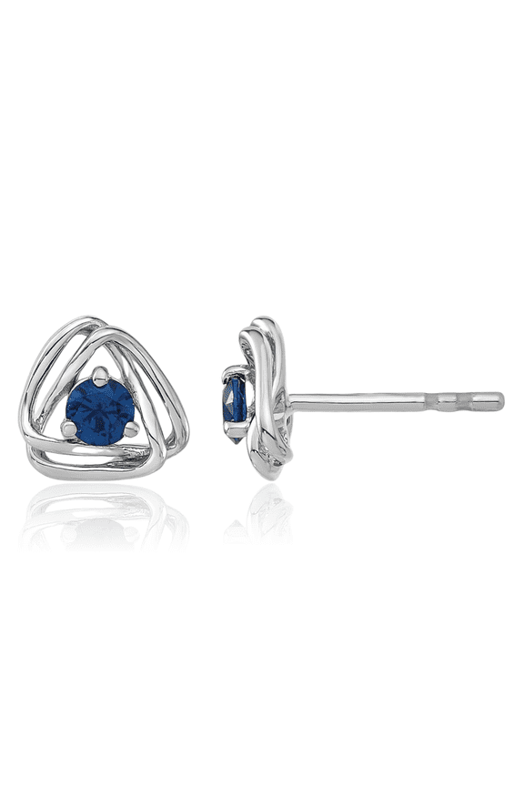14K Solid White Gold 0.30 carat Lab Blue Sapphire Large Stud Earrings - 7.3mm 1/4 inch - Round Cut, Prong Set, Butterfly Back, Geometric Women's