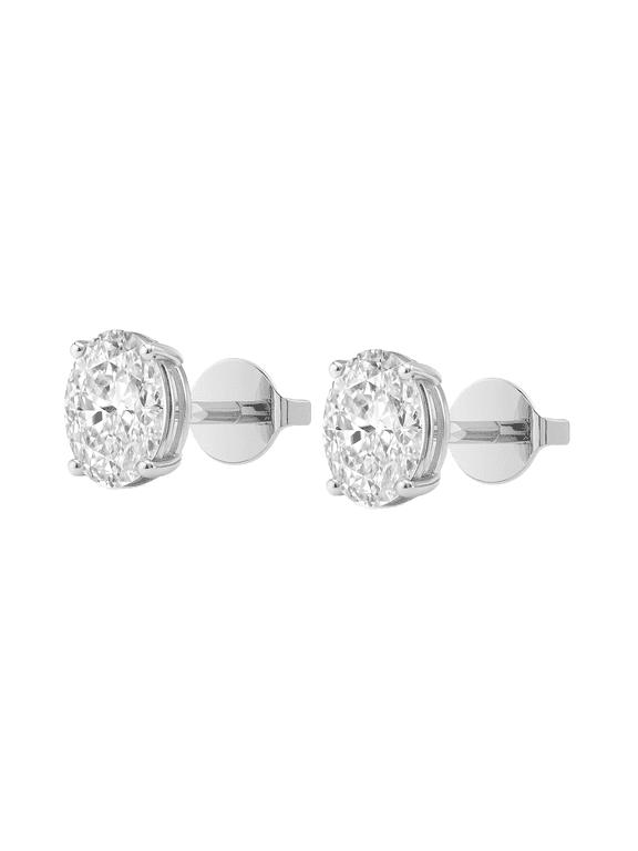 14K Solid White Gold Lab Grown Moissanite Oval Cut Stud Earrings | 7x5mm | 1.5 CTW | Push Back | Luxury Fine Jewelry Gift for Women | by Jewelaura