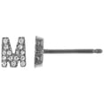 thumbnail image 1 of 14K Solid White Gold Natural Diamond Initial 'M' Letter Mix & Match SINGLE Stud Earring (Half Pair), 1 of 4