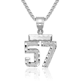 thumbnail image 1 of 14K Solid White Gold Number 57 Necklace Chain Pendant Charm with chain 18inch, 1 of 8