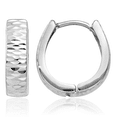 thumbnail image 1 of 14K Solid White Gold Oval Huggie Small Hoop Earrings, 1 of 10