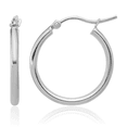 thumbnail image 1 of 14K Solid White Gold Round Medium Hoop Earrings, 1 of 11