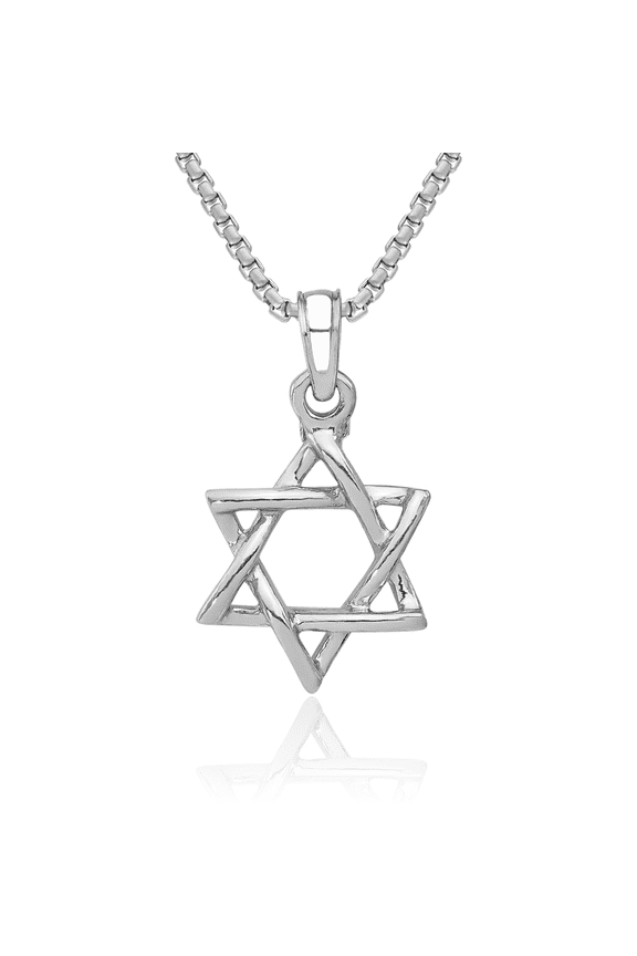 14K Solid White Gold Star of David Jewish Magen Necklace Judaica Religious Chain Pendant Israel Charm