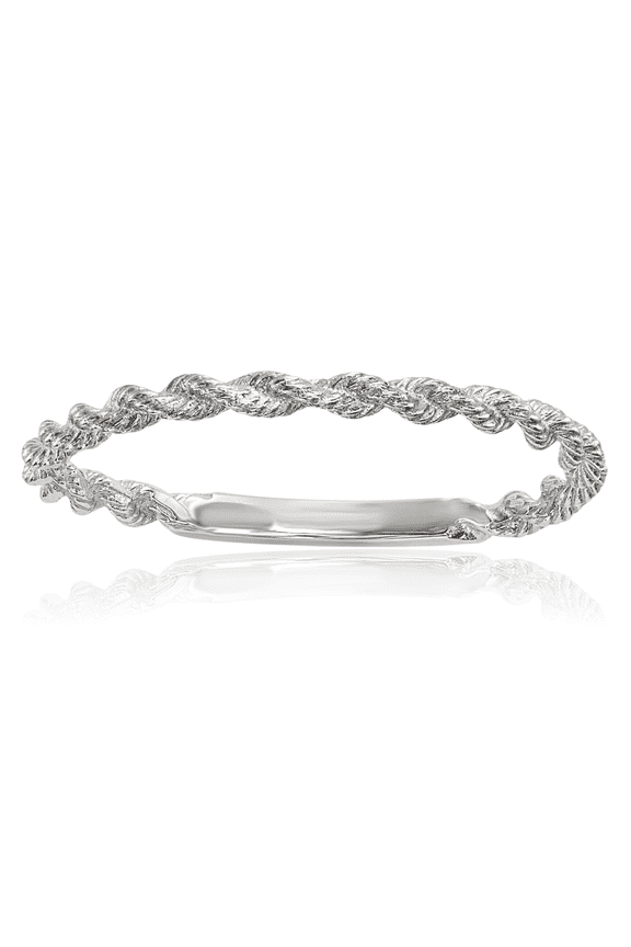 14K Solid White Gold Twisted Rope Woven Crisscross Band Statement Stacking Ring