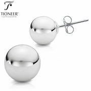 14K Solid White / Yellow Gold Minimalist Round Ball Butterfly Push Back Stud Earrings