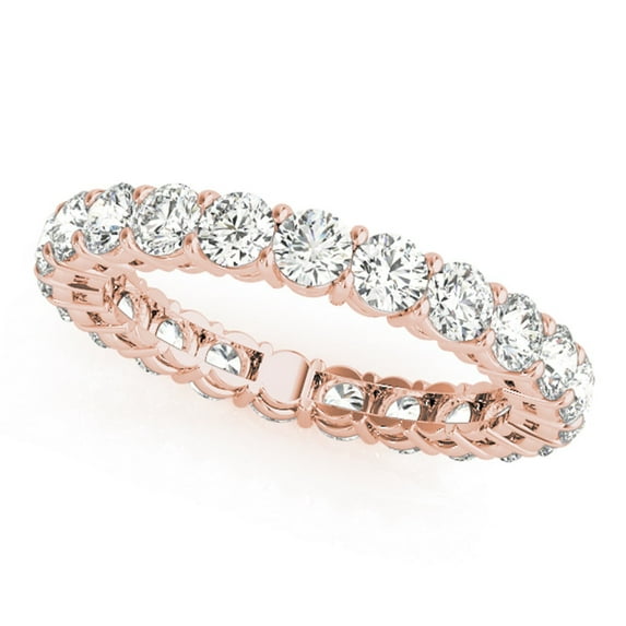 14K Solid White, Yellow & Rose Gold Diamond Eternity Wedding Band
