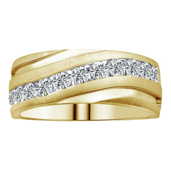AFFY 14K Solid Yellow Gold (0.5 Cttw) Round Cut White Diamond Crossway Engagement Band Ring