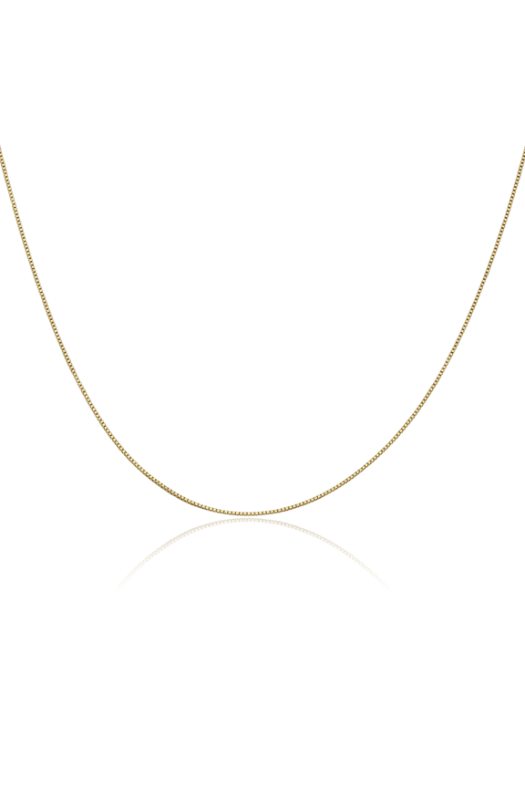14K Solid Yellow Gold 0.5mm Box Link Chain Necklace