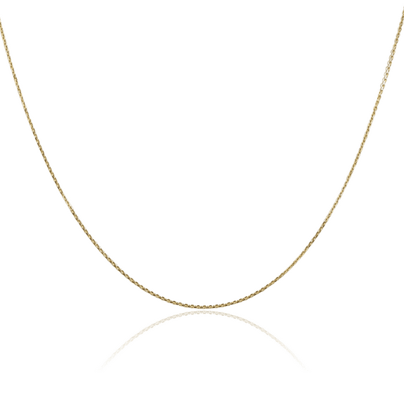 14K Solid Yellow Gold 0.8mm Round Cable Rolo Link Chain Belcher Necklace