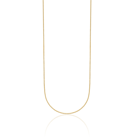 14K Solid Yellow Gold 0.9mm Box Link Chain Necklace