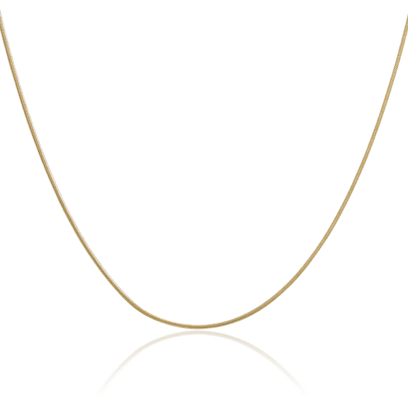 14K Solid Yellow Gold 0.9mm Round Cubetto Omega Snake Chain Herringbone Necklace