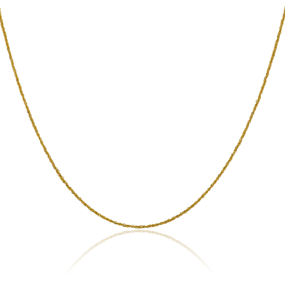 14K Solid Yellow Gold 1.3mm Sparkle Singapore Chain Necklace
