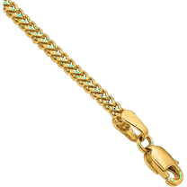14K Solid Yellow Gold 1.5mm Franco Link Chain Bracelet