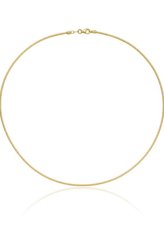 14K Solid Yellow Gold 1.5mm Neck Collar Neckwire Chain Cuff Choker Necklace