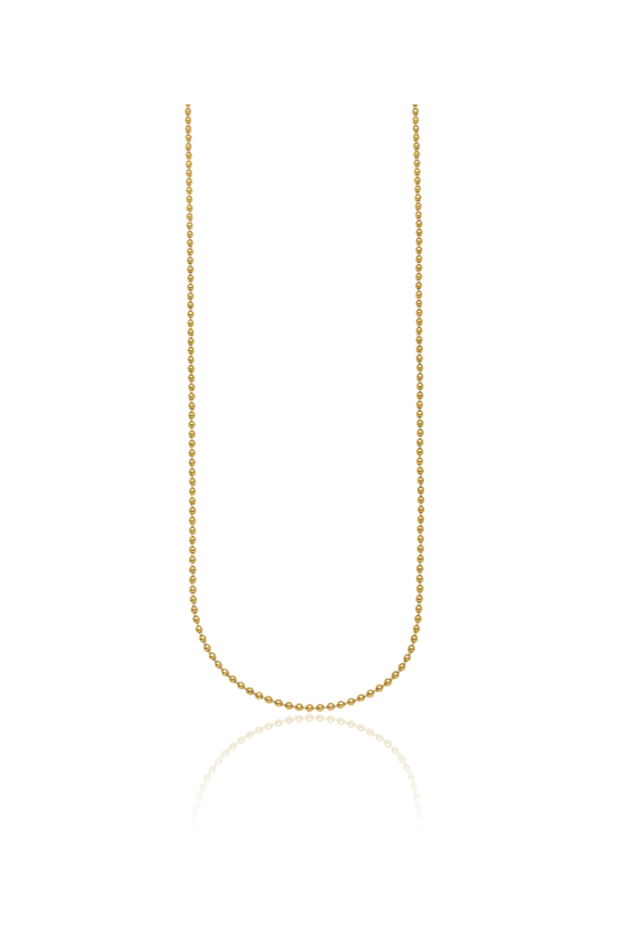 14K Solid Yellow Gold 1.8mm Beaded Ball Chain Necklace