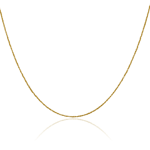 14K Solid Yellow Gold 1mm Sparkle Singapore Chain Necklace