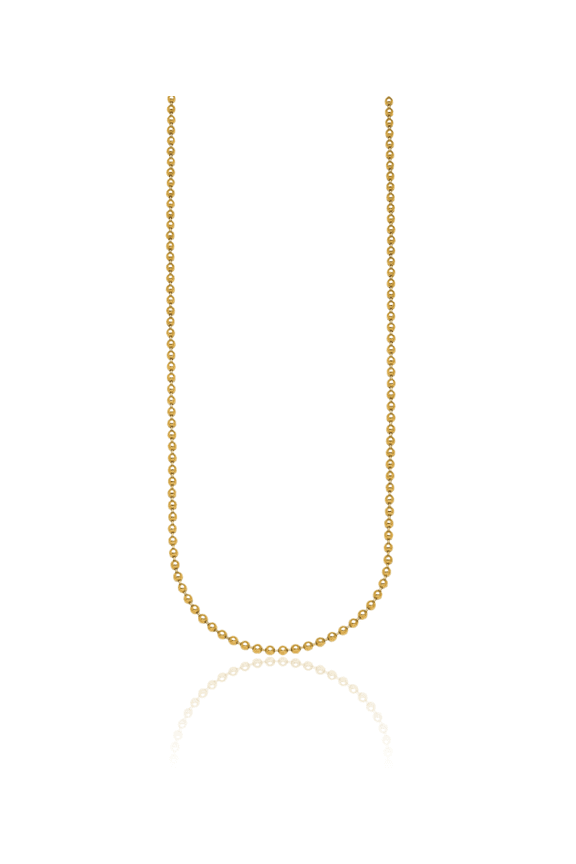 14K Solid Yellow Gold 2.5mm Beaded Ball Chain Necklace