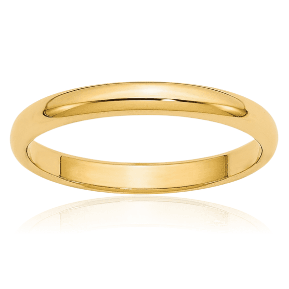 14K Solid Yellow Gold 2.5mm Half Round Plain Classic Wedding Band Ring