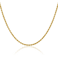 thumbnail image 1 of 14K Solid Yellow Gold 2mm Rope Chain Twisted Link Necklace, 1 of 4