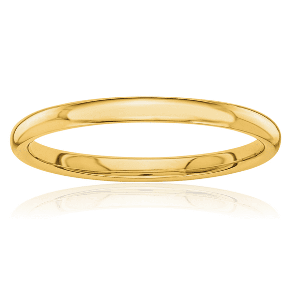 14K Solid Yellow Gold 2mm Stacking Plain Classic Wedding Band Ring