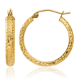 thumbnail image 1 of 14K Solid Yellow Gold 3.5x22mm Round Medium Hoop Earrings, 1 of 10