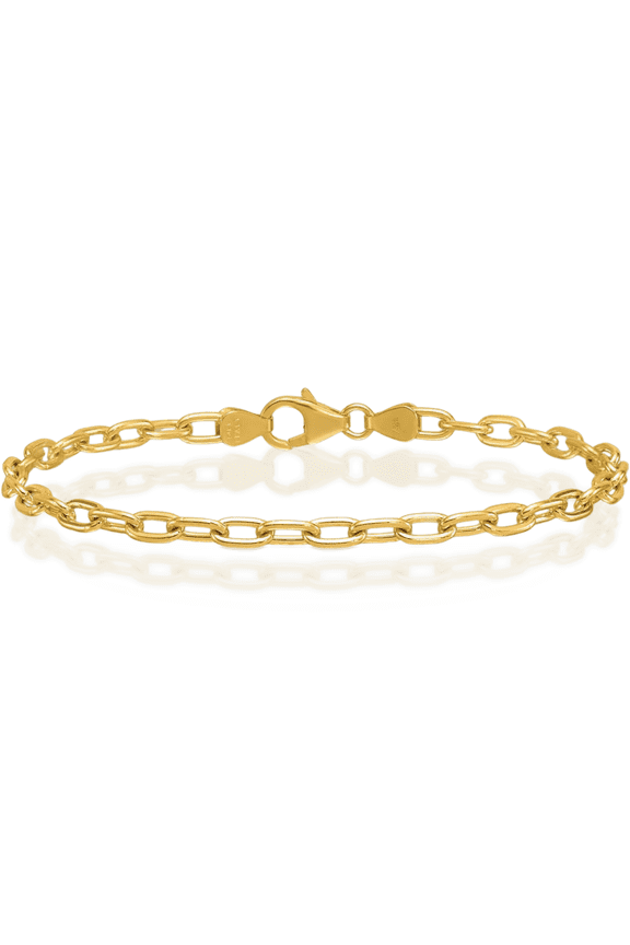 14K Solid Yellow Gold 3.6mm Classic Cable Chain Link Bracelet - 7.25 inch - Polished Adult