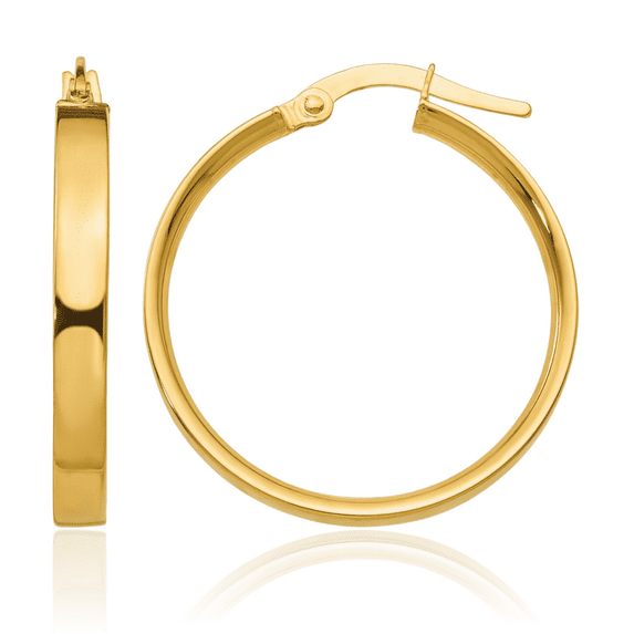 14K Solid Yellow Gold 3mm Medium Round Hoop Earrings