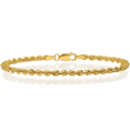 thumbnail image 1 of 14K Solid Yellow Gold 3mm Rope Chain Anklet Summer Beach Foot Ankle Bracelet, 1 of 10