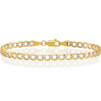 14K Solid Yellow Gold 4.3mm Curb Link Chain Bracelet