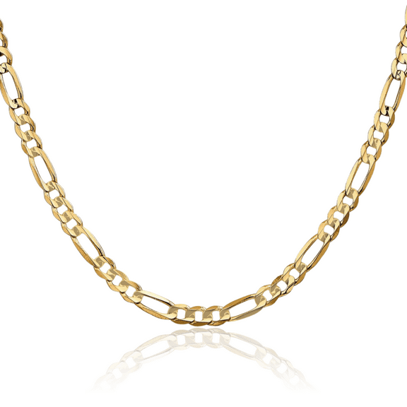 14K Solid Yellow Gold 4.5mm Concave Figaro Link Chain Necklace 18 inch