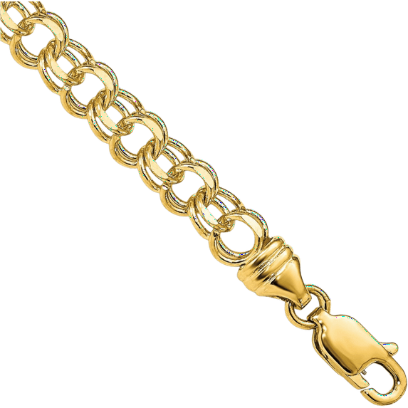 14K Solid Yellow Gold 4.75mm Double Link Chain Charm Bracelet