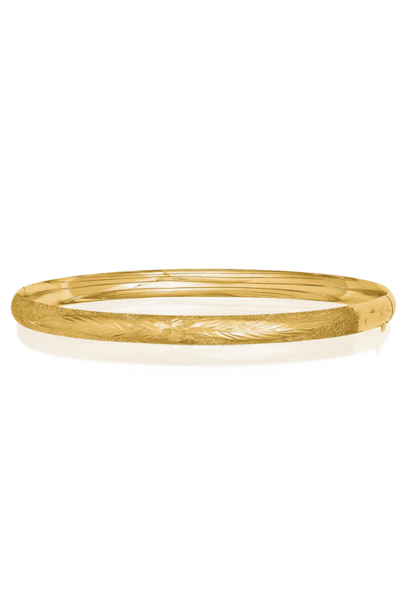 14K Solid Yellow Gold 4.75mm Hinged Bangle Bracelet