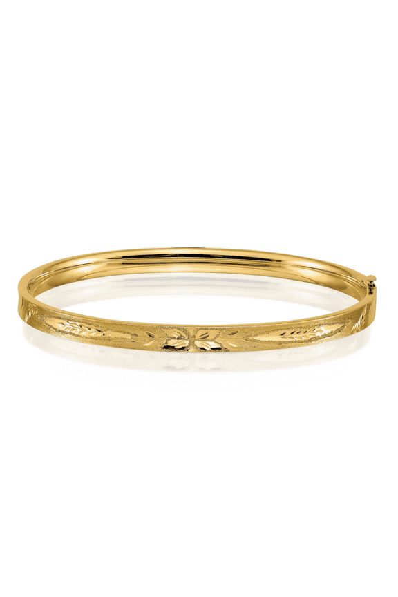 14K Solid Yellow Gold 4.75mm Oversize Concave Hinged Bangle Bracelet