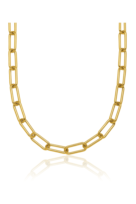 14K Solid Yellow Gold 4.8mm Paperclip Cable Rolo Link Chain Belcher Necklace