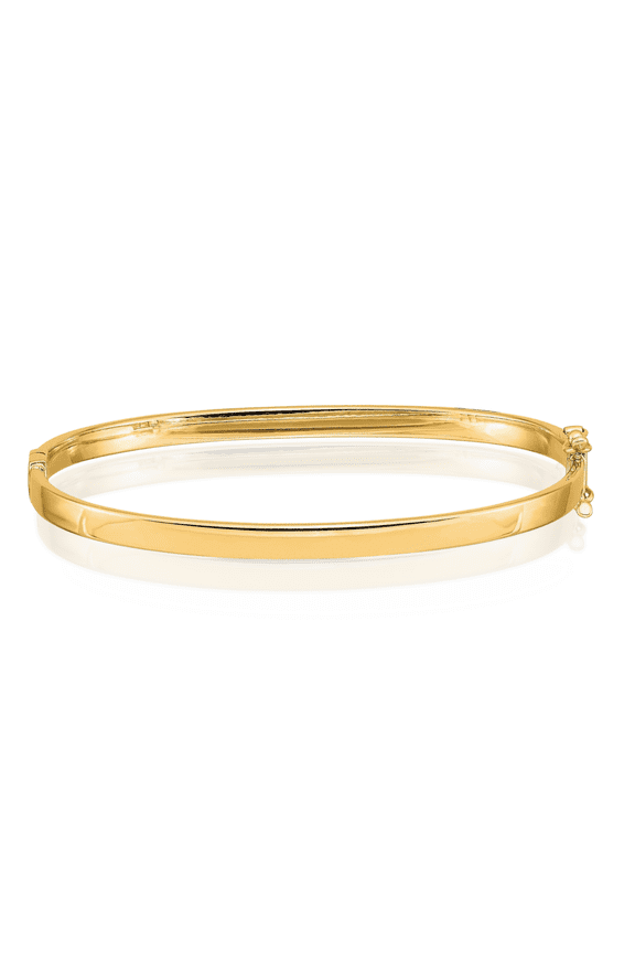 14K Solid Yellow Gold Hinged Bangle Bracelet - 7 inch - Polished Women's