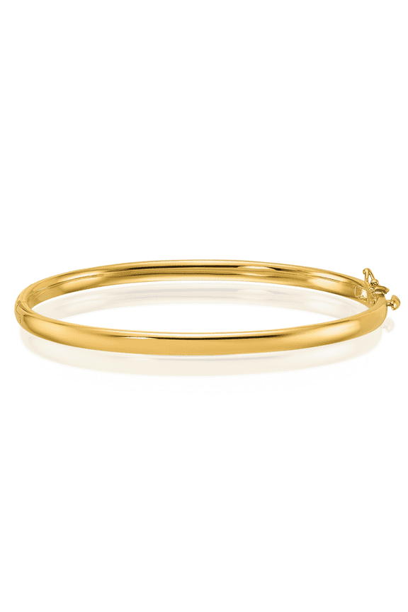 14K Solid Yellow Gold 4mm Hinged Bangle Bracelet