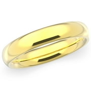 WHITE STAR 14K Solid Yellow Gold 4mm Plain Men's and Women's Wedding Band Ring