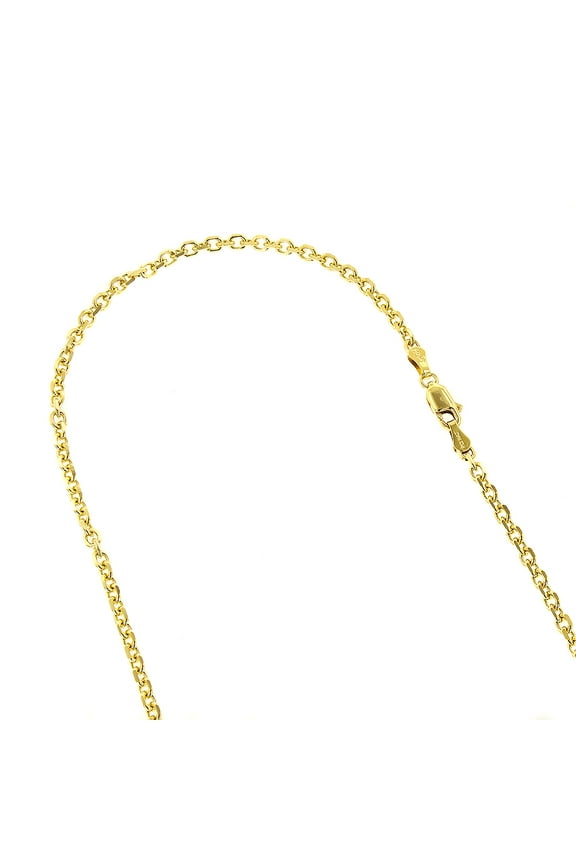 14K Solid Yellow Gold 4mm Wide Diamond Cut Cable Link Chain 22 Necklace with Lobster Clasp