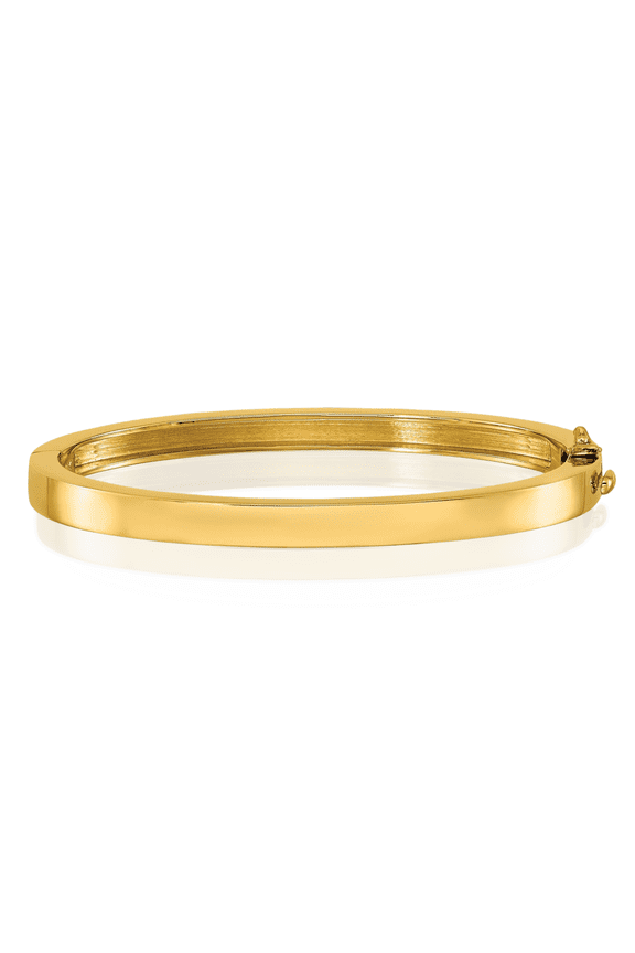 14K Solid Yellow Gold Hinged Bangle Bracelet - 7.5 inch - Polished, Matte Women's