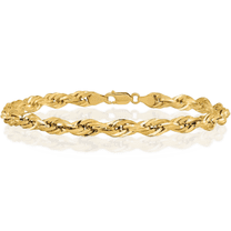 14K Solid Yellow Gold 5.4mm Rope Chain Bracelet