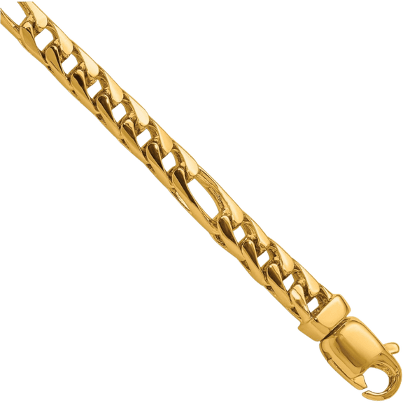 14K Solid Yellow Gold 5mm Figaro Link Franco Chain Bracelet