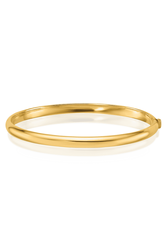 14K Solid Yellow Gold Hinged Bangle Bracelet - 7 inch - Polished Women's
