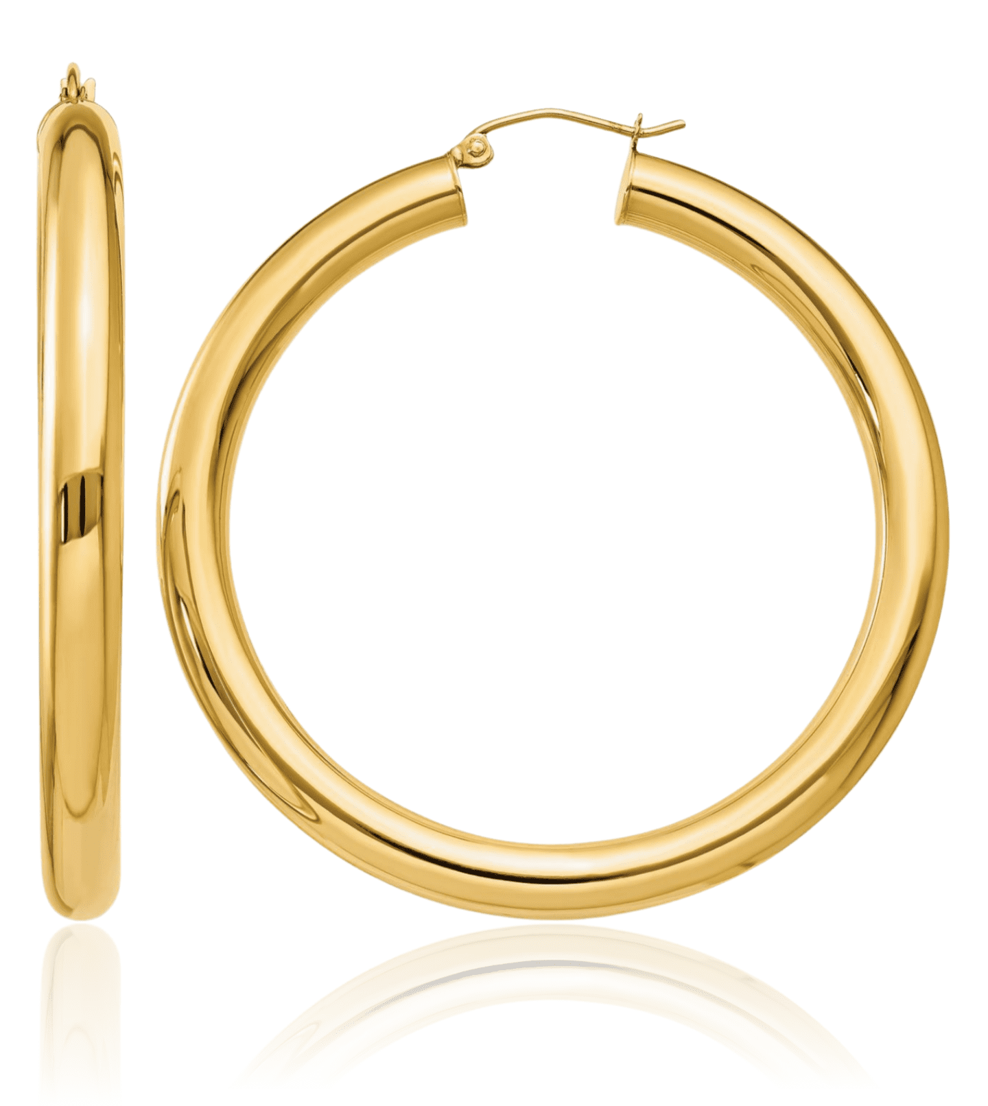 Boucles D'oreilles Rondes Larges En Or Rose 14K Massif - Neuf Avec étiquettes - Fait Main USA
