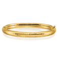 thumbnail image 1 of 14K Solid Yellow Gold 6.35mm Hammered Hinged Bangle Bracelet, 1 of 4