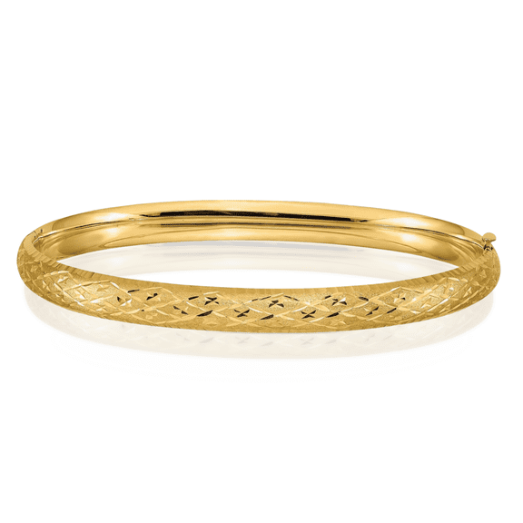 14K Solid Yellow Gold 6.35mm Hinged Bangle Bracelet