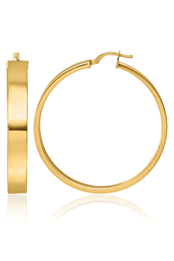 14K Solid Yellow Gold 6.5x43.5mm Tube Round Large Hoop Earrings