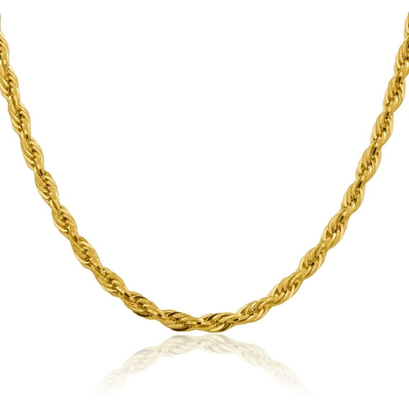 14K Solid Yellow Gold 6mm Rope Chain Twisted Link Necklace