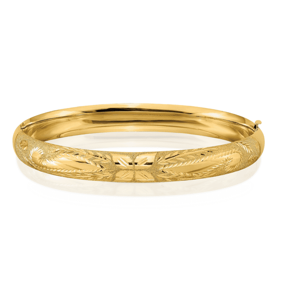 14K Solid Yellow Gold 7.90mm Hinged Bangle Bracelet