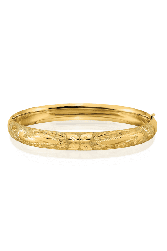 14K Solid Yellow Gold 7.90mm Hinged Bangle Bracelet